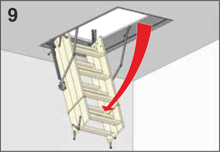 Раскрытие чердачной лестницы Дёке после монтажа