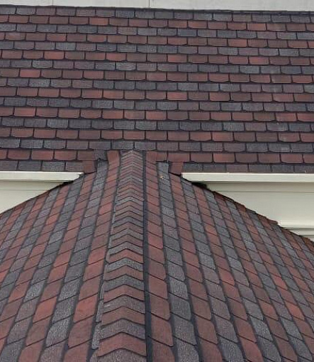 Комбинация гонтов гибкой черепицы серии PREMIUM из коллекции ЖЕНЕВА, цветов Изюм и Чили - 4