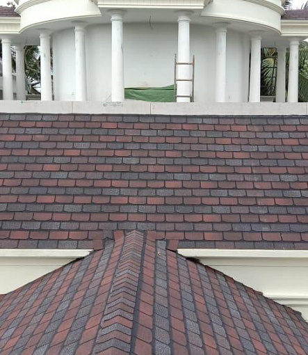 Комбинация гонтов гибкой черепицы серии PREMIUM из коллекции ЖЕНЕВА, цветов Изюм и Чили - 6